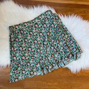 ZARA Floral Ruffle Mini Skirt Size Medium